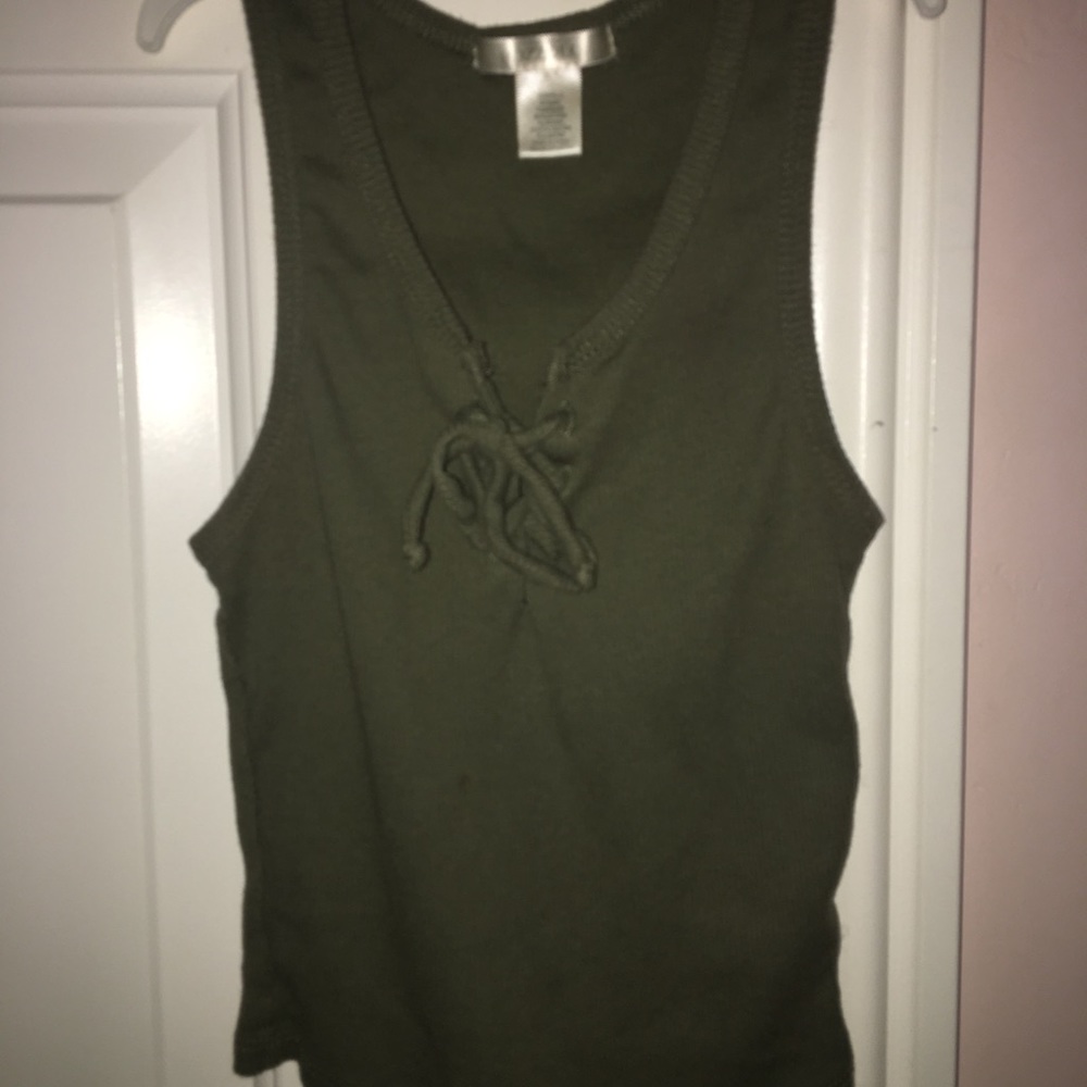 Green tank top w tie front